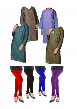 8 in 1 Bundle Offer, Universal Kurta And Leggings Set Assorted Colors And Designs